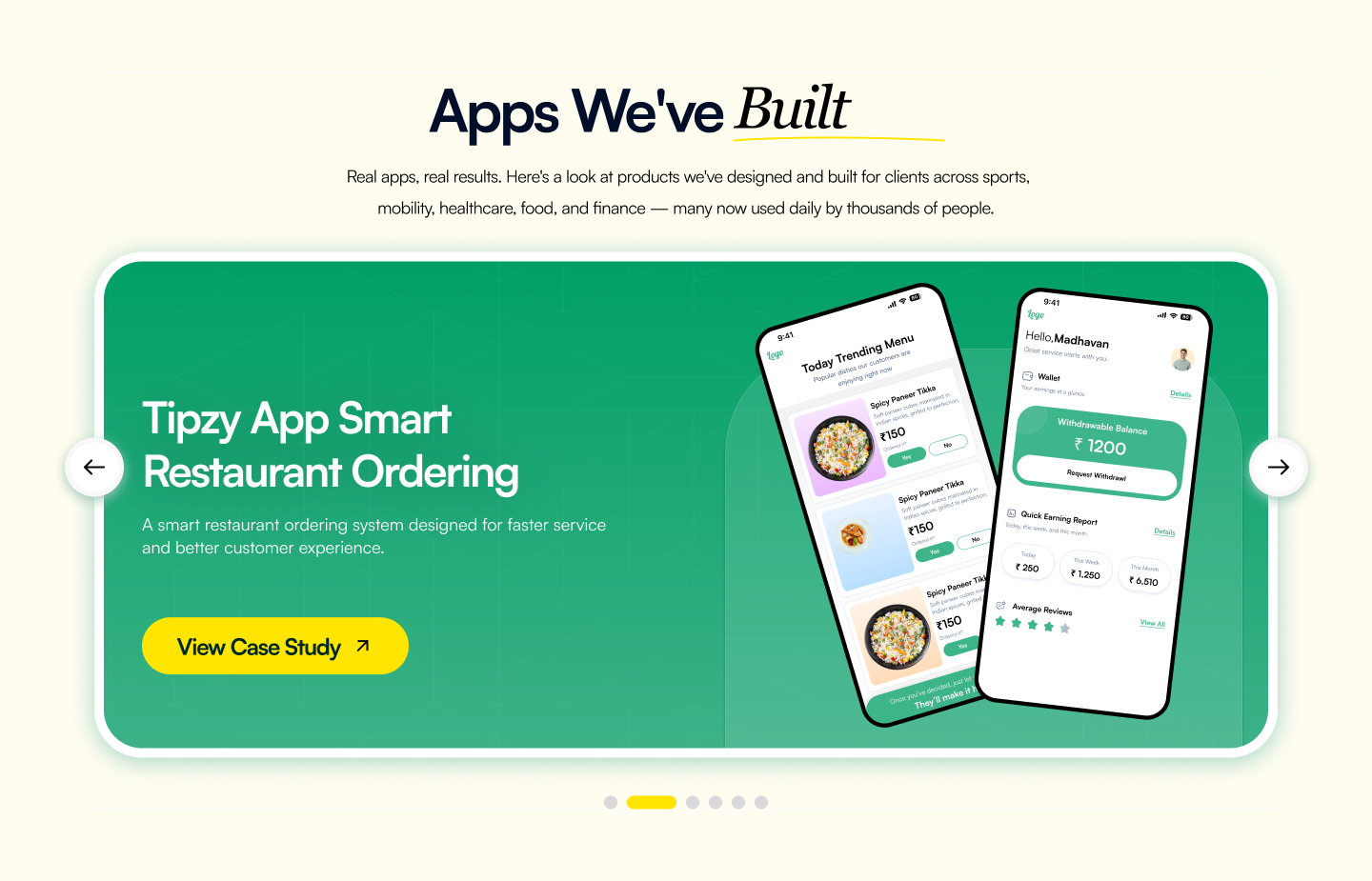 Tipzy app smart restaurant ordering screens